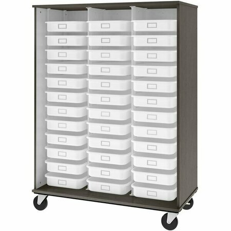 I.D. SYSTEMS 67'' Tall Dark Elm Mobile Open Storage Cabinet with 36 3 1/2'' Trays 80274Z67020 538274Z67020